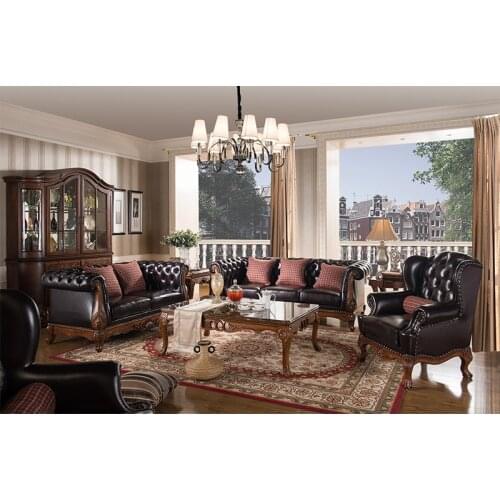 Luxury European Style Genuine Leather Living Room Sofa Furniture 1+2+3 From China Meubles de canapé de salon GH92