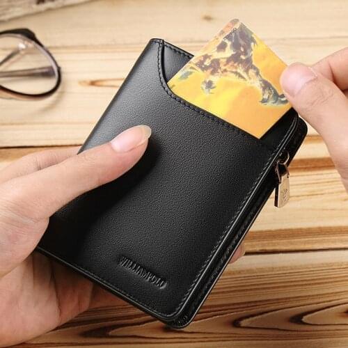 Luxury brand mens high quality leather short zipper wallet with card holder standard wallet pl293