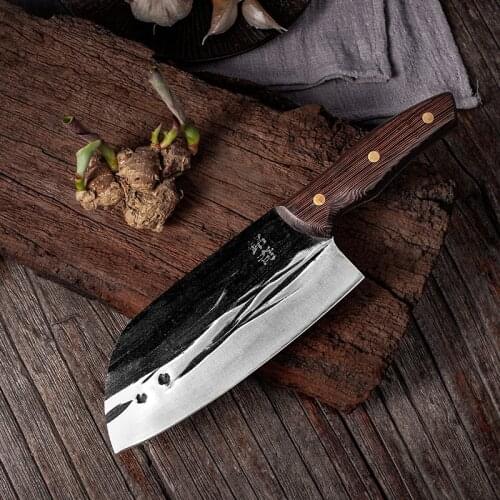 SHUOJI Forged Kitchen Slicing Knife Handmade Shredded Knives Chinese Traditional Labor-saving 5Cr15 Stainless Steel Sharp Razor