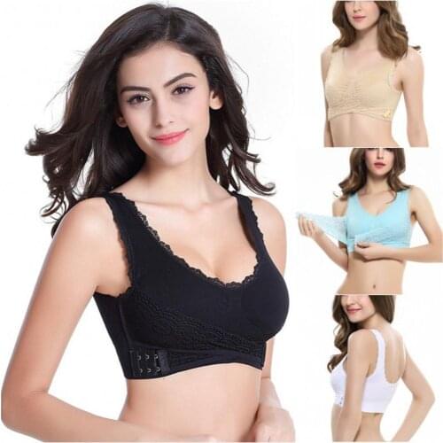 Sports Bra Sexy Lingerie Lace Solid Color Cross Side Buckle Without Rims Gathered Sports Women Underwear Sleep Bra