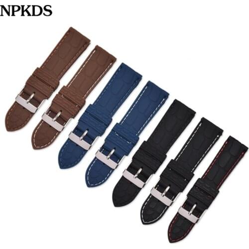 Sport Silicone Watch Band Universal Watchband Strap Wrist Belt Bracelet Crocodile Pattern Strap Silver Metal Buckle Clasp