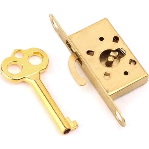 1Ppcs Vintage Drawer Lock With Key Antique Small Box Cabinet Door Locks Furniture Fittings