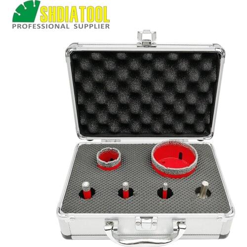 SHDIATOOL 1set M14 Vacuum Brazed Diamond Drill Core Bits Box Dia 6/8/10/35/68mm Granite Marble Ceramic Hole Saw & Hex Adapter