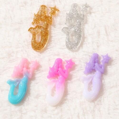 10pcs/lot 41*21mm mermaid charms flatback resin cabochons for phone deco.DIY necklaces accessories
