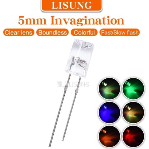 1000Pcs/Bag 5mm Led Rgb 2 Legs Concave Fast Slow Flashing Flat Top Water Clear Lens Fullcolor Led Diode 2pins Through Hole