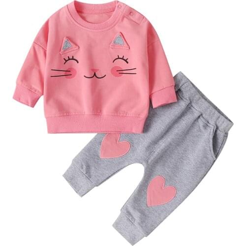 Baby Girls Cute Clothes Set Toddler Kids Long - Sleeved Hoodie+Trousers 2Pcs Outsuits 0-36M Baby Kid Girls Autumn Clothing Sets