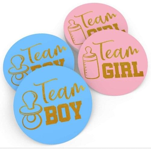 24/120pcs Team Boy Team Girl Stickers Boy or Girl Vote Sticker for Gender Reveal Party Creative Decoration Baby Shower Supplies