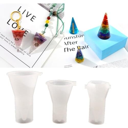 3Pcs Cone Pendant Silicone Resin Mold Kit Hexagonal Cone Pendant Silicone Resin Casting Mold Jewelry Making Craft Tools