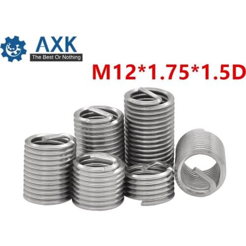 50Pcs M12*1.75*1.5D Screw Thread Insert A2 Stainless Steel 304 Fasteners Repair Tools Kit Coiled Wire Helical Screw Sleeve Set