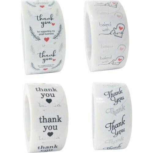 5000pcs/lot wholesale Round White paper label sticker thank you sticker scrapbook wedding envelope seal handmade stationery 25mm