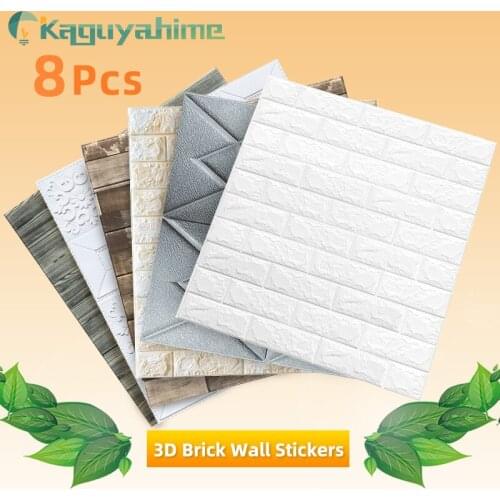 Kaguyahime 8Pcs 3D Self-Adhesive Wall Stickers Waterproof Decor Wallpaper Marble Wallpaper Brick Decoration For Kitchen Bedroom