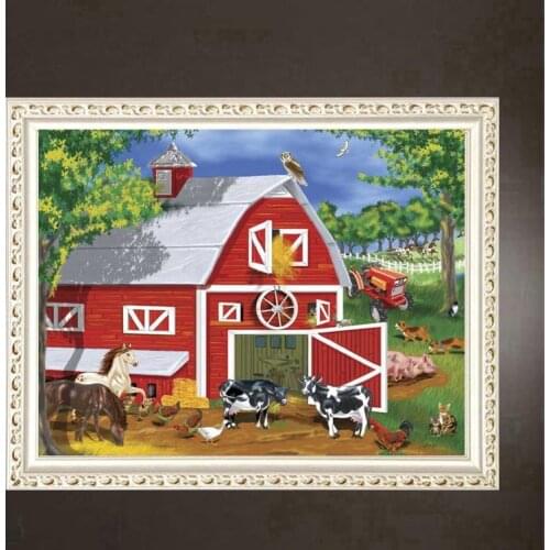 New Hot 5D DIY Diamond Painting Farm Scenery House Cow Horse Rhinestone Diamond Embroidery Mosaic Artist Home Decoration Gift