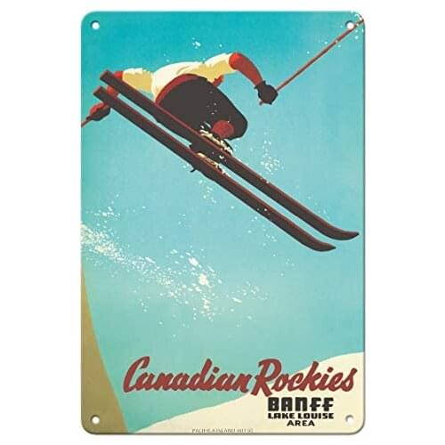 Banff, Canada - Lake Louise - Ski The Canadian Rockies - Canadian Pacific - Railroadby John Vickery c.1938 Metal Tin Sign