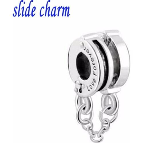 Slide charm Free shipping couple love handcuffs charm beads fit Pandora bracelet