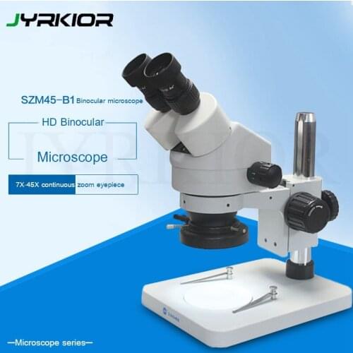 Jyrkior 7-45X Zoom SZM45-B1 Binocular Continuous Zoom Stereo HD Microscope 90X Zoom HD Eyepiece For Phone Mainboard Detection