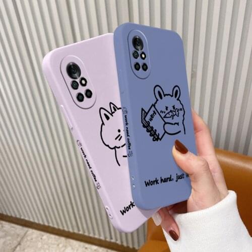 Hard Working Cat Camera Lens Protect Case For Huawei Nova 8 7 6 Soft Liquid Silicone Phone Cover For 5 Pro 5Z 5I 5Ipro 5T 4 4E