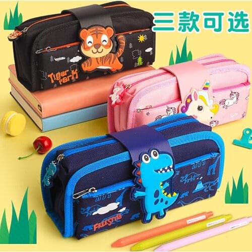 Cartoon Pencil Case Student Large Capacity Stationery Box Multifunctional Storage for Boys and Girls Simple Cute Canvas