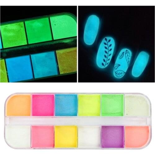Colorful Neon Fluorescent Powder Nail Glitter Luminous Fine Pigment Glow in Dark For Polish Nail Art Flakes Dust Decoration SAYS