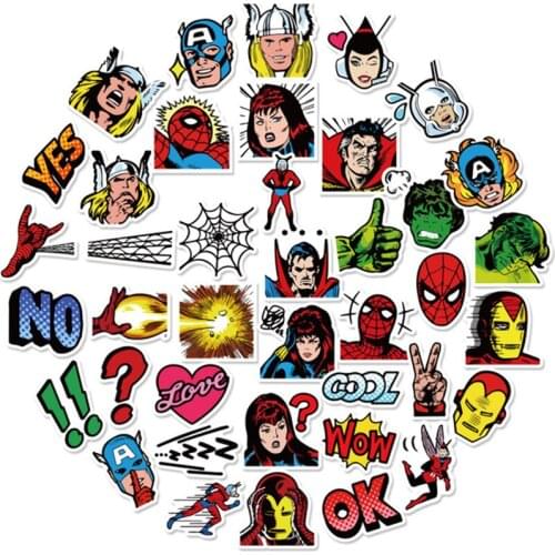 Disney 40pcs cute hero hand account sticker pack children graffiti stickers mobile phone computer waterproof emoticon