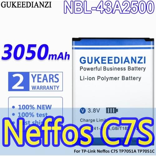 GUKEEDIANZI NBL-43A2500 3050mAh High Capacity Battery For TP-Link Neffos C7S TP7051A TP7051C
