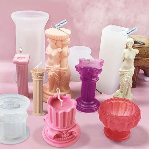 DIY Candle Making Tool Roman Column Silica Gel Mold Venus Goddess Scented Candle Mold Gypsum Mold SAP TW236