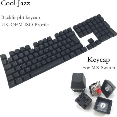 Cool Jazz Double-shot Black Thick PBT UK ISO layout 109 key backlit Keycaps OEM Profile Keycap For MX Mechanical Keyboard