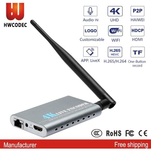 HWCODEC K1WP H264 H265 HDMI Encoder 4K WIFI Video Encoder Live Streaming IPTV Encoder H264 Encoder for YouTube, Twich