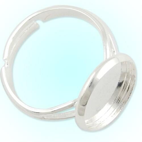 12MM Round Adjustable Shallow bottom Silver plated Ring Setting With 12 MM round Pad,Sold 50PCS Per Package