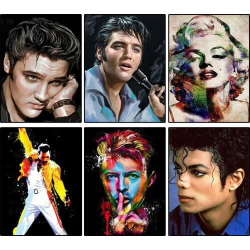 Vintage 5d DIY Diamond Painting Set Elvis Presley Michael Jackson Picture Art Full Drill Square Diamond Paint Mosaic Accessories