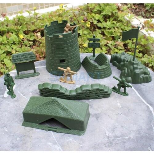 7 Pieces Plastic Army Base Set Solider Accessories Army Sand Scene Model For Children Boys