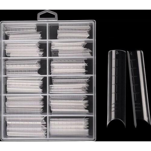 120Pcs Clear Quick Building Gel Mold Tips Nail System Full Cover Build Forms Nail Extension Nail Piece Molds False Fake Nails