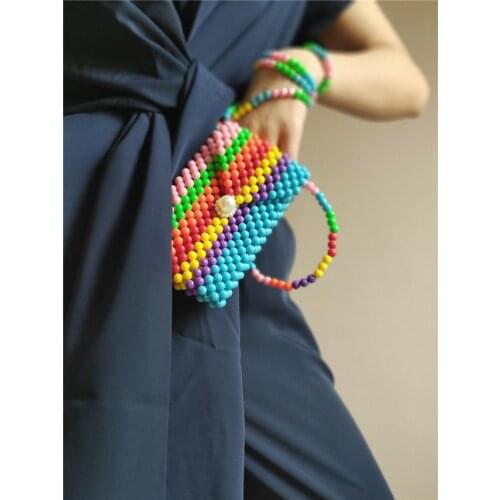 NEW Women Luxury Handmade Hand Woven Pearl Beaded Purses And Handbag Ladies Cross Body Shoulder Bags Pearl Clutch Bags