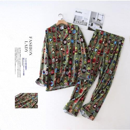 New Autumn Fashion Printing 100% Cotton Pajamas Sets Mens Sleepwear Casual Male Home Clothing Pyjamas Men Homewear Plus Size