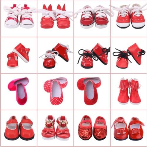 5Cm Doll Shoes Red Bunny PU Sneakers Canvas Shoes High Boots Sports Wear For 14.5inch Girl Doll&36 cm Milu Baby &EXO Cotton Gift