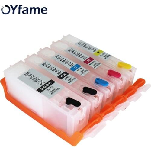 OYfame 5PCS PGI750 CLI751 Refillable ink cartridge for canon IP7270 MG5470 MX727 MX927 MG5570 MG5670 MG6470 IX6770 IX6870