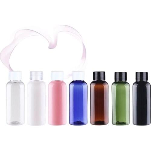 50ml few colors plastic bottle with transparent/black/white screw lid for water/toilet/toner/lotion/emulsion/shampoo packing