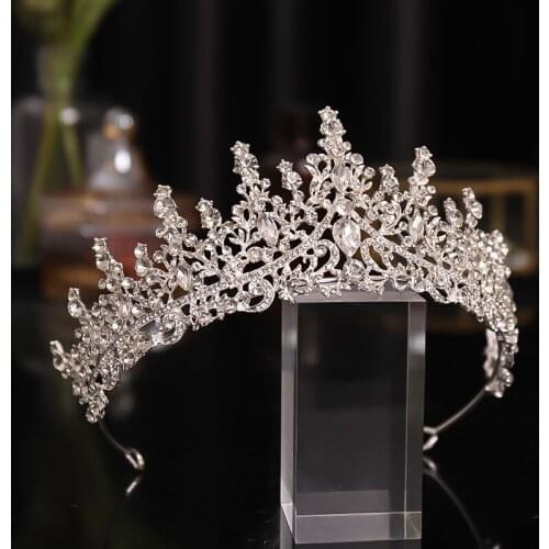 Silver Luxury Hair Accessory Crystal Rhinestone Crown Tiaras Headband Bride Headdress Headpeice For Women Wedding Hair Jewelry