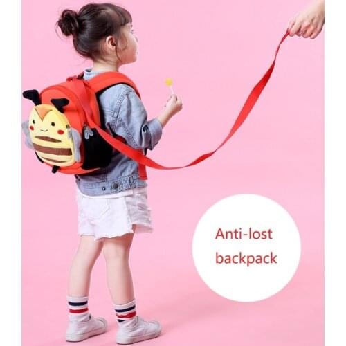 Cartoon Animal Backpacks for Children Anti-lost Backpack Breathable Boys Girls Kindergarten Book Bags With 105cm Traction Rope