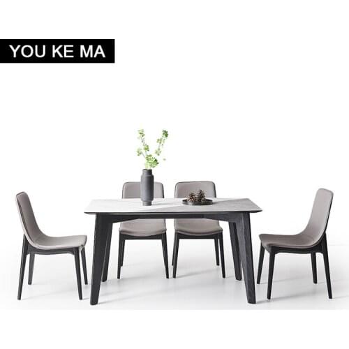 Italian minimalist dining table home small apartment modern simple light tempered glass rectangular dining table dining table