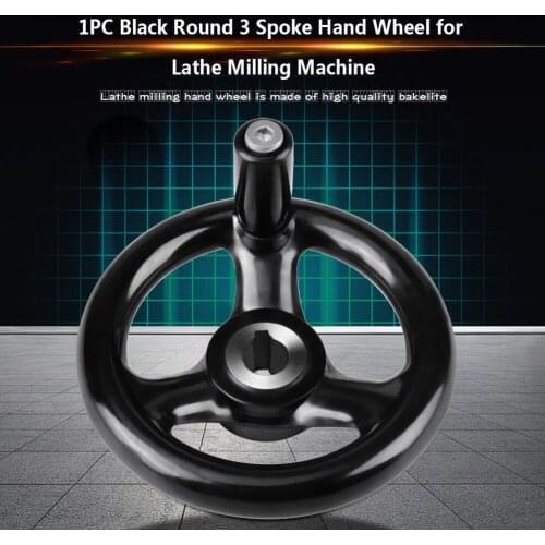 Round 3-Spoke Hand Wheel with Removable Handle for Lathe Milling Grinder A1