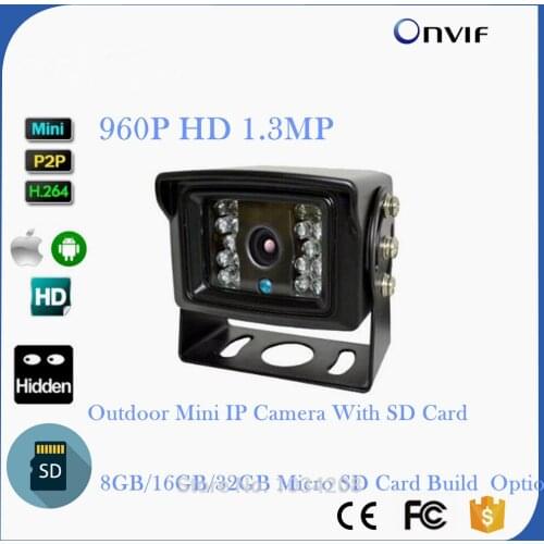 Outdoor Bus Vehicle Video Surveillance Camera 960P HD IR Car Camera Network 1.3Megapixel Mini IR IP Camera With SD Card Slot