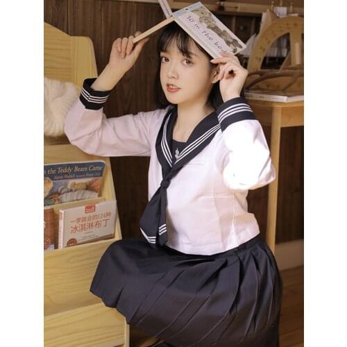 Japanese JK Uniform Skirt Pleated Skirt Kansai Lapel SEMBEM Basic Summer Sailor Suit College Style School Uniform Womens Suit