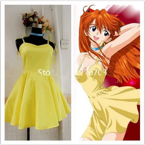 Asuka Langley Soryu Yellow Dress Cosplay Costume