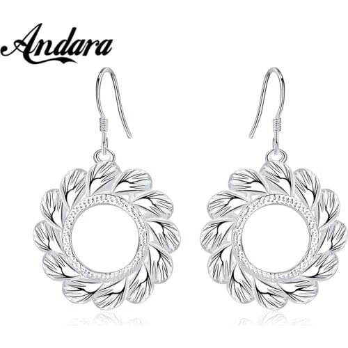 New 925 Sterling Silver Earrings With Rotating Ring For Woman Glamour Jewelry Wedding