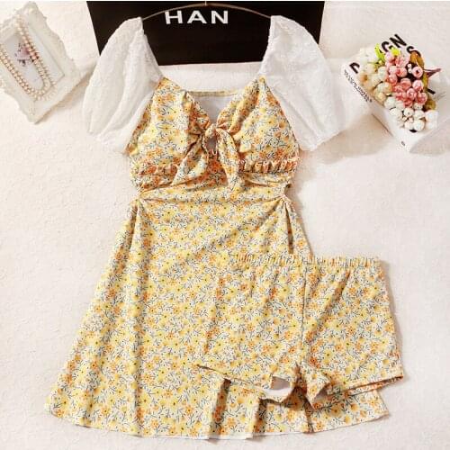 Women Short Sleeve Two Pieces Tankini Set Bikini Bathing Suit Swimwear Sexy Swim Beach Dress Printed Swimsuit Bikinis Biquinis