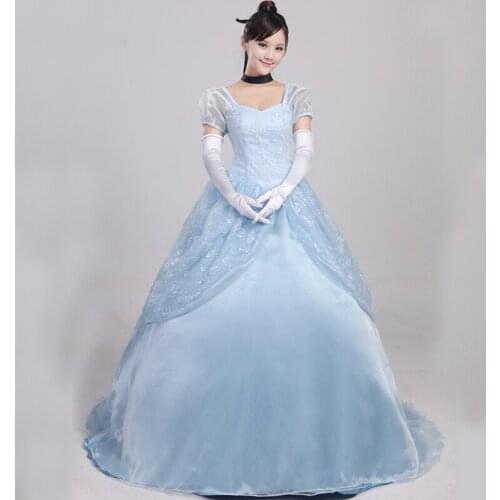 Cinderella Cosplay Costume Adult Women Role-playing Party Princess Dress Halloween Carnival Ball Gown