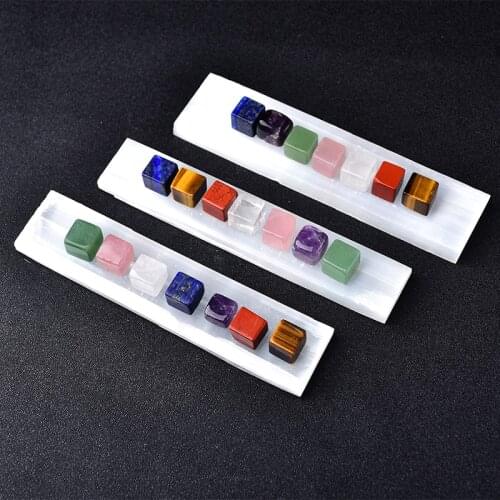 1Set Seven Chakra Healing Crystals Stones Selenite for Yoga Meditation Spiritual Reiki Cube Energy Healing Stone Home Decor