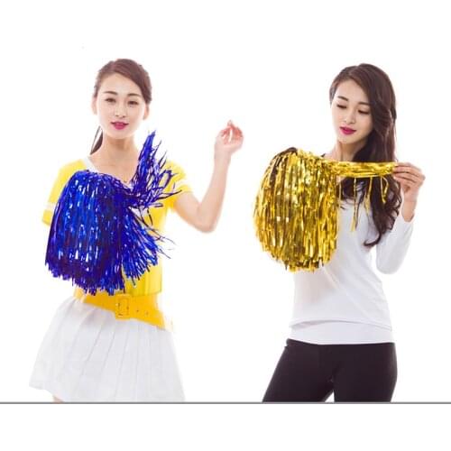 2pcs/lot Colorfast Metallic Streamer Pompoms Cheerleading Cheerleader pompom ball cheering dance pom aerobics sports item Supply
