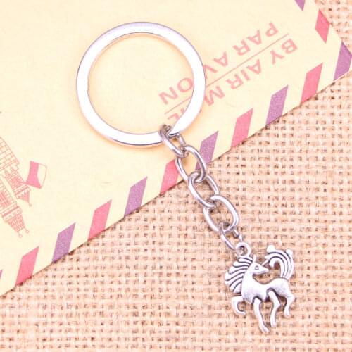 20pcs New Fashion Keychain 19x25mm horse unicorn Pendants DIY Men Jewelry Car Key Chain Ring Holder Souvenir For Gift