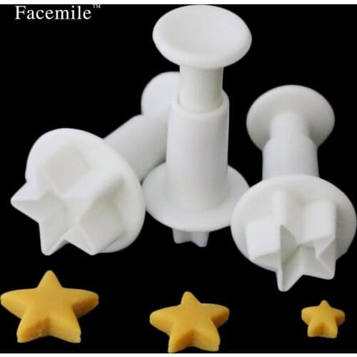 3pcs/set STAR PLUNGER CUTTERS FONDANT CAKE DECORATING ICING Cookie Tools Mould 01090 Gift